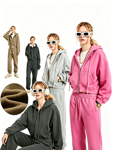 Sudadera corta de mujer Otoño/Invierno 2026, estilo retro, color liso, con cremallera, chaqueta corta de cachemira, sudadera para chica moderna, venta al por mayor - Product Image 1