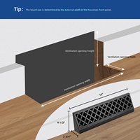Grille d'aération d'angle réglable noire pour plinthe, diffuseur de retour d'air au sol, facile à installer