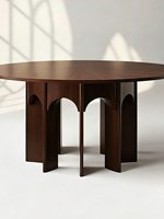 Table à manger circulaire de style vintage français en bois massif personnalisable pour 10 personnes pour la maison, salon