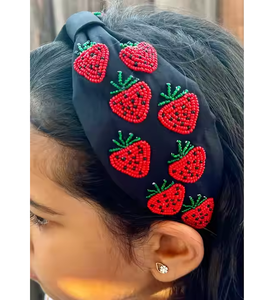 Luxury Seed Beaded <b>Headbands</b> Best Supply Soft Fabric <b>Headbands</b> for <b>Girls</b> Hand Embroidered Hairbands for Parties Gameday - Product Image 2