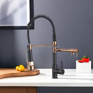 XOLOO New Model Commercial Two-Function Handle Hot Cold 360 Swivel Spout Brushed Nickel Brass Kitchen Faucet