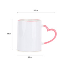Tazas de Cerámica con Asa en Forma de Corazón, Recubiertas de Color Porcelana de Alta Calidad, Tazas Clásicas para Beber, Tazas de Café Blancas para Sublimación