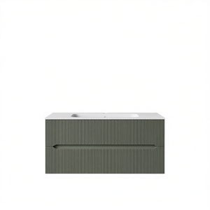 Armoire murale de salle de bain Stick Line 120 cm gris tourterelle mat design cannelé - Product Image 3