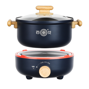 หม้อไฟไฟฟ้า2L สีดำ800วัตต์พร้อมฝาแก้วนิรภัยอเนกประสงค์ใช้ในครัวเรือนกระทะอลูมิเนียมกล่องกล่องใส่อาหารเรียน - Product Image 3