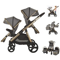 Poussette double tandem pliable 3 en 1 pour jumeaux, avec nacelle et landau, pour nouveau-né, bébé et tout-petit