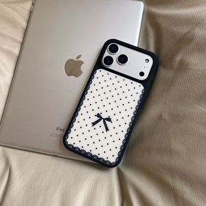 <span class=keywords><strong>Coque</strong></span> de téléphone pour fille à pois en dentelle <span class=keywords><strong>avec</strong></span> nœud, compatible <span class=keywords><strong>avec</strong></span> <span class=keywords><strong>iPhone</strong></span> 17 16 15 14 13 12 <span class=keywords><strong>11</strong></span> Pro Max, étui de protection en acrylique 2-en-1 - Product Image 1