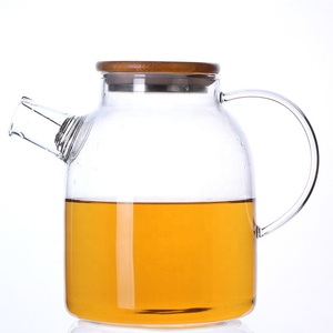 Nhà bếp cao thủy tinh borosilicate Jug với nắp tre chậu thủy tinh với tre Nắp bằng gỗ 1000ml 1500ml 1800ml - Product Image 6
