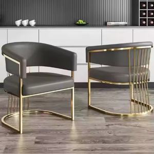 Light Luxury Nordic Modern Home Furniture Living Room <b>Chair</b> Leather Comfortable Armrest Metal Dining <b>Chair</b> - Product Image 2