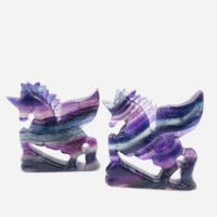 Vente en gros de haute qualité cristal naturel artisanat licorne sculpture colorée Fluorite cheval volant pour la décoration