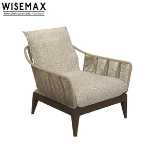 ชุดโต๊ะอาหารและเก้าอี้รับประทานอาหารกลางแจ้ง WISEMAX สไตล์โมเดิร์นหรูหรา ทำจากเชือก<span class=keywords><strong>ถัก</strong></span> พร้อมขาไม้สัก - Product Image 2
