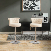 Chaise de bar en velours de luxe léger avec repose-pieds, réglable en hauteur, pivotante, élégante, pour comptoir, idéale pour hôtels et centres commerciaux
