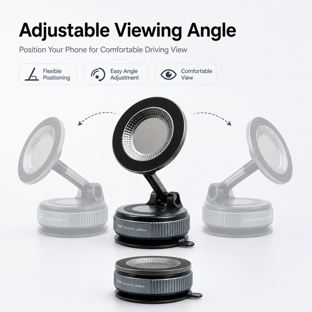 Luxury Metal Magnetic Phone Mount Foldable Arm Adjustable Height Stable Suction Base 360 Rotation for Business Cars MagSafe