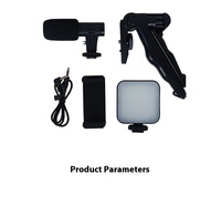 Ensemble de microphone portable AY49 avec lumière d'appoint et trépied pour diffusions en direct et séances photo, alimenté par batterie, CRI 95 élevé