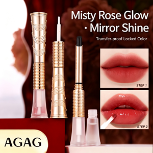 <span class=keywords><strong>AGAG</strong></span> Rouge à lèvres double embout effet vernis brillant et fini velours mat, longue tenue, fixateur de couleur, anti-transfert, brillance miroir, teinte à lèvres - Product Image 1