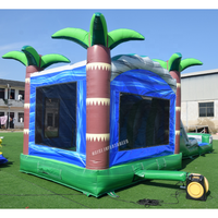 Grand trampoline gonflable en PVC robuste avec toboggan aquatique et piscine pour la location, les parcs d'attractions