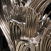 Escultura Abstracta Moderna de Acero Inoxidable, Pulida a Espejo, Escultura Metálica Personalizada para Decoración de Vestíbulos de Hoteles de Lujo y Plazas