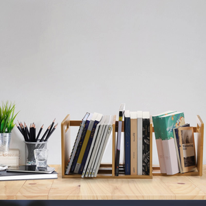 Sujetalibros Telescópicos Ajustables de Bambú, Soporte de Madera para Libros, Revistas y Cuadernos, Organizador de Escritorio para Sala de Estar y Escritorio - Product Image 2