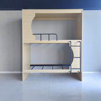 Lit superposé moderne en bois sur mesure avec rideau d'intimité, échelle double, OEM, pour dortoir, appartement, hôtel, université