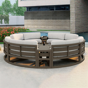 Moderne Hotelvilla Buiten Slijtvast Aluminium Frame Ronde Tuinbank Buitenterras Meubilair <span class=keywords><strong>Set</strong></span> Met Waterdicht Kussen - Product Image 3