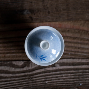 Chinese Underglaze Blue Hand-Painted Bamboo Gaiwan Porcelain <b>Tea</b> <b>Set</b> With Lid Kung Fu <b>Tea</b> Bowl Single Piece - Product Image 3