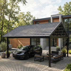 Tuiles métalliques en fibre de verre courbées haut de gamme, revêtement aluminium-zinc, design emboîtable, isolantes thermiquement, pour villas de style milanais - Product Image 5