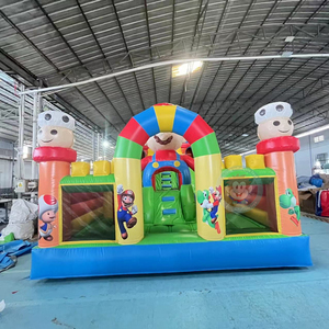 Toboggan gonflable commercial pour enfants, thème Mario Bros, avec zone de jeux Moonwalk - Product Image 2