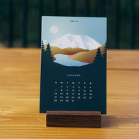 Carte de calendrier de bureau 2025 avec impression personnalisée, chevalet en bois kraft, support idéal pour les amis, type d'affiche