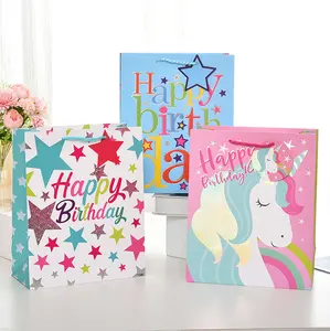 FSC Custom Wholesale Printed Packaging Bag Bronzing Card Tote Paper Happy Birthday Gift Bag