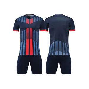 Оптовая цена 2022/23, тайская форма для футбола высшего качества, комплекты одежды для футбола с сублимационной печатью, Пустые Темно-синие футболки