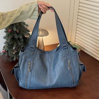 Sac fourre-tout de travail pour femme, style rétro, en PU souple, sac hobo décontracté, grande capacité, poches latérales, sac à bandoulière, sac à main, personnalisable en gros