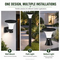Lampadaire solaire LED 360 °   Lampadaire LED étanche à lumière douce pour aménagement paysager, parc, allée, pelouse, avec 3 ans de garantie