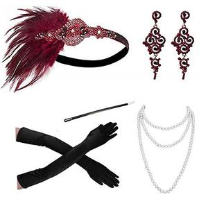 1920 Vintage Flapper accessoires ensemble Great Gatsby Costume <span class=keywords><strong>bijoux</strong></span> diamant bandeau collier gants boucle d'oreille <span class=keywords><strong>porte</strong></span>-cigarette - Product Image 6
