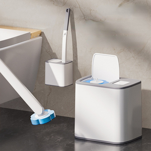 FF5460 Brosse <span class=keywords><strong>de</strong></span> nettoyage <span class=keywords><strong>de</strong></span> toilettes jetable à rabat automatique, ensemble <span class=keywords><strong>de</strong></span> porte-brosse <span class=keywords><strong>de</strong></span> toilettes jetable avec tampons <span class=keywords><strong>de</strong></span> recharge - Product Image 1