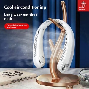 พัดลมมินิ USB แบบพกพาสำหรับใช้ในหอพักในบ้านพับได้3สปีดดีไซน์แบบห้อยคอลมสูงไม่มีใบ - Product Image 4