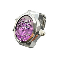 Montre à bague élégante pour femme et étudiante, avec motif floral et pierres précieuses, pour le commerce transfrontalier