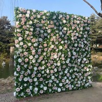 Backdrop Dekorasi Pernikahan 8Ft X 8Ft, Dinding Bunga Mawar Hijau 5D Roll Up untuk Acara Pernikahan