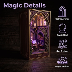 Hamaileon - <span class=keywords><strong>Casa</strong></span> en Miniatura Personalizada con Forma de Castillo Mágico, Fase Lunar, Bola de Cristal, con Luz LED Púrpura Brillante - Product Image 4