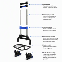 Chariot d'escalade portable en aluminium à six roues, pliable, le plus vendu pour usage industriel, OEM GS
