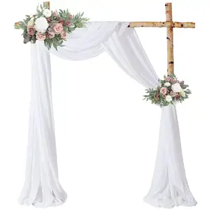 Wholesale 20 ft Polyester White Chiffon Fabric for Curtains Pipe And Drape With Rod Pockets Drapes For Wedding Decoration