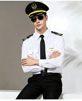 Chemise Blanche d'Uniforme de Pilote de Ligne pour Hommes, Uniforme de Sécurité pour Gardien, Chemise de Travail d'Été Jusqu'à la Taille 7XL