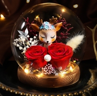 Roses réelles préservées, boule de fleurs immortelles, décoration pour Noël, la Saint-Valentin, fleurs éternelles préservées, idée cadeau en verre