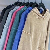 2022 신상 겨울 헤비웨이트 프렌치 테리 코튼 420gsm 안감 있는 오버사이즈 워싱 솔리드 통기성 방풍 후드 남성용