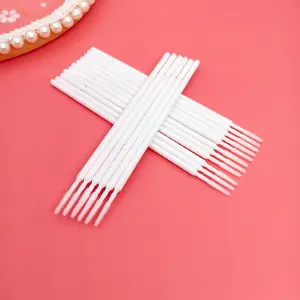 Sekali Pakai Panjang Kepala 100 Pcs/pack Sikat Mikro Swab Plastik Microfiber Lidi Cotton Bud untuk Ekstensi Bulu Mata