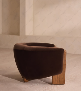 Fauteuil individuel Ferly contemporain en velours moelleux, <span class=keywords><strong>chaise</strong></span> d'appoint avec pieds en bois pour chambre, salon ou appartement - Product Image 3