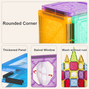 100 قطعة من مكعبات البناء المغناطيسية للأطفال بألوان قوس قزح، 120 قطعة من مكعبات البناء البلاستيكية المغناطيسية للأطفال بألوان قوس قزح - Product Image 5