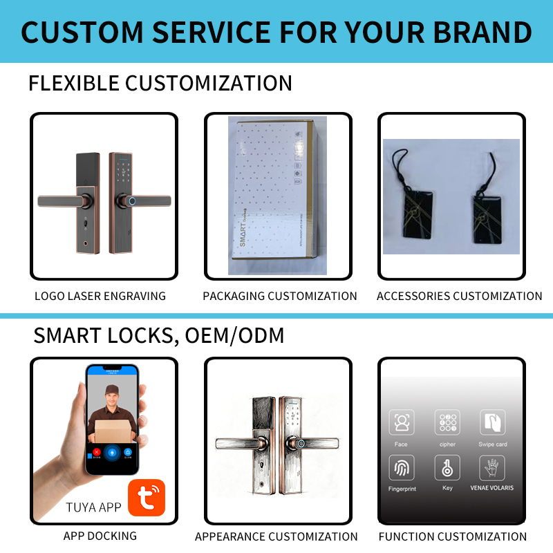 Smart Tuya Aluminum Alloy Door Lock with Digital Fingerprint Password Card Key APP Unlock for Home Security · image 4