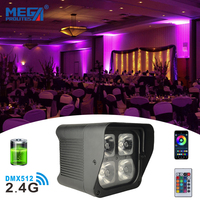 Projecteur LED sans fil DMX à batterie, étanche IP65, 4x20W RGBWA+UV 6-en-1 |   Lumière de scène pour DJ et mariage, contrôlable à distance et par application