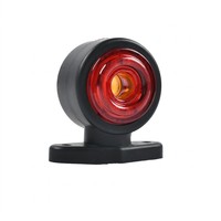 Luz Lateral LED Redonda de Dos Tonos, Base Roja Ámbar Negra, 12V 24V, para Camión, Remolque, Furgoneta, Autobús, Impermeable