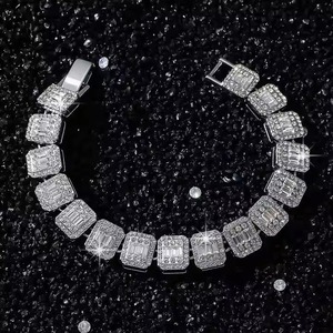Iced Out Hip Hop Link <b>Bracelet</b> Stylish Design 925 Sterling Silver Moissanite Brilliant Cut Romantic Gift <b>Bracelet</b> Unisex - Product Image 3