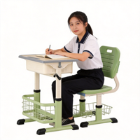 Bureau et chaise d'école modernes en métal avec revêtement résistant aux UV pour une utilisation en extérieur, en salle de classe, à l'hôpital et au bureau à domicile